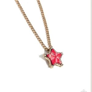 Paparazzi Gold Necklace with Red Star Pendant Lone Star Story Fashion Jewelry
